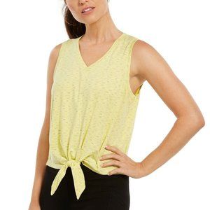 Ideology Womens Yellow Striped Tie-Front Tank Top Medium